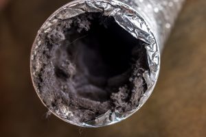 Dirty aluminum dryer vent ductwork